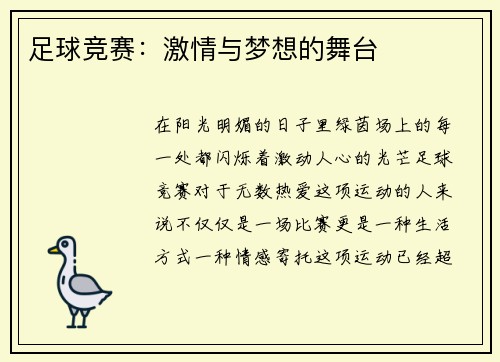 足球竞赛：激情与梦想的舞台